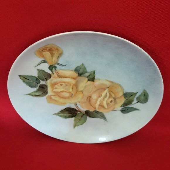 Vintage Imperial Germany Yellow Roses Decorative Plate - Picture 4 of 11